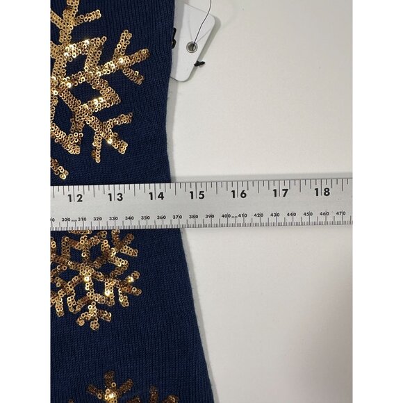 Tipsy Elves Blue Mini Sweater Dress With Gold Sequin Snowflakes Size XS NWT - Picture 6 of 16